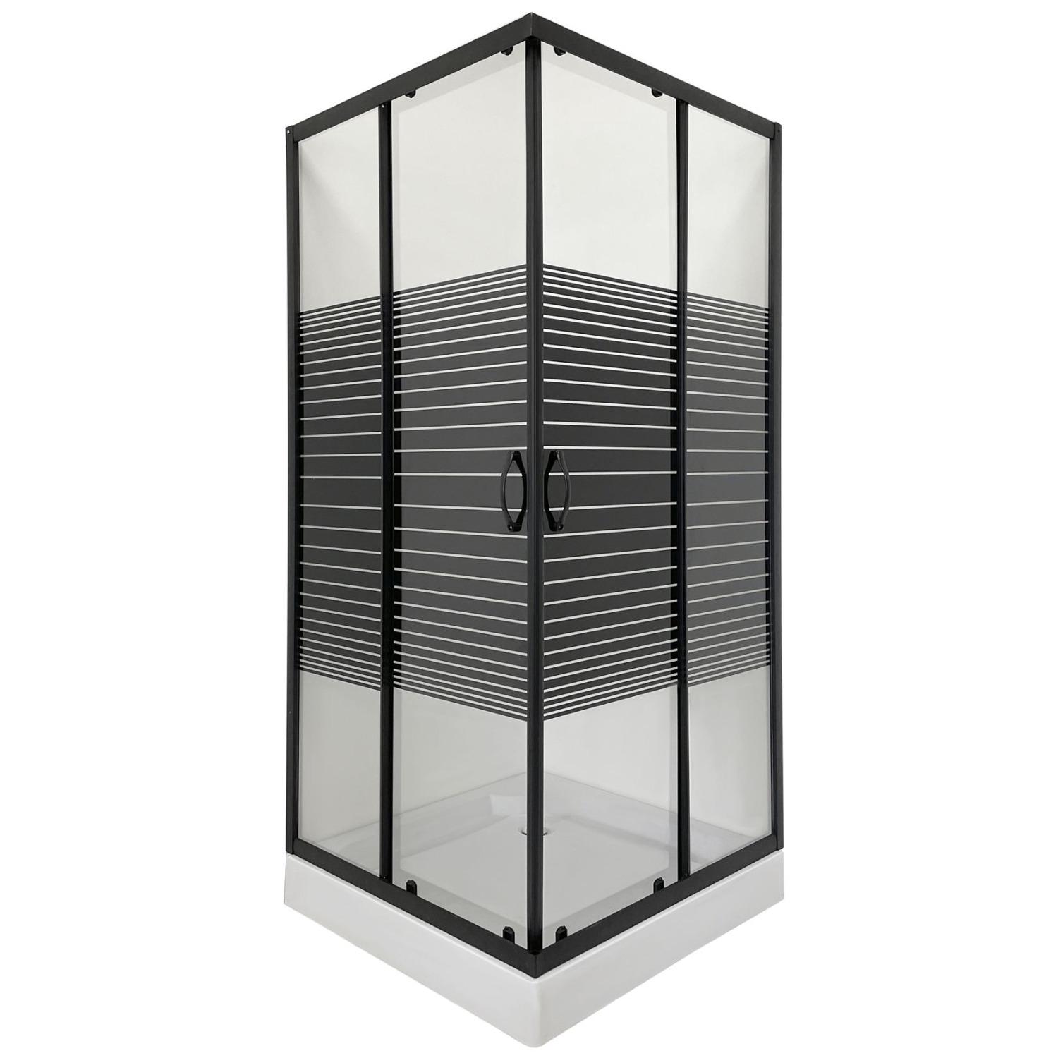 Душевая кабина Bravo NER L90B.Line 000020452 90x90x195 см Черный (104070)