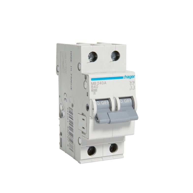 Автоматичний вимикач Hager 2P 40A B 6 kA MB240A 2M