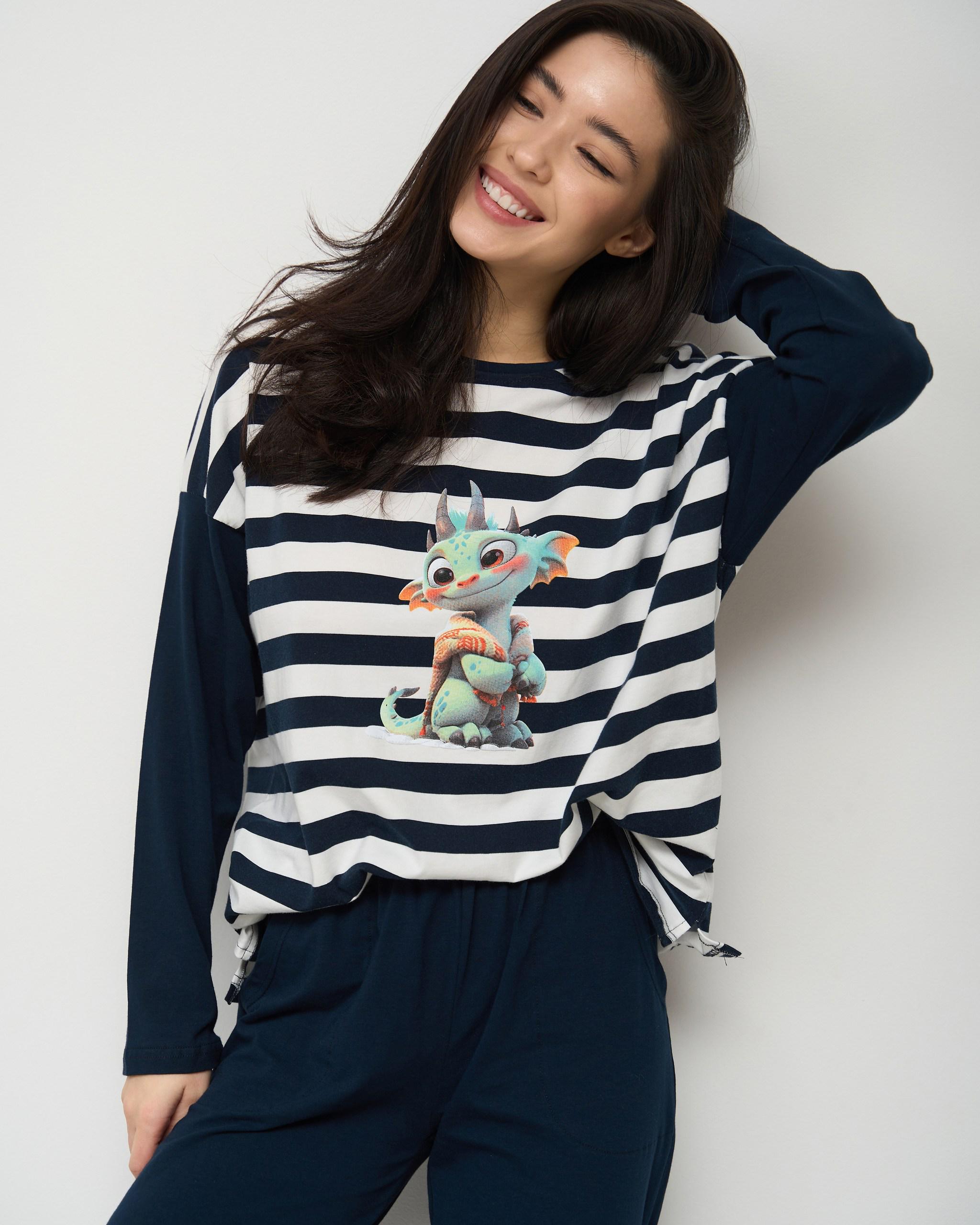 Пижама женская Family look Дракончик M Темно-синий (96734) - фото 2