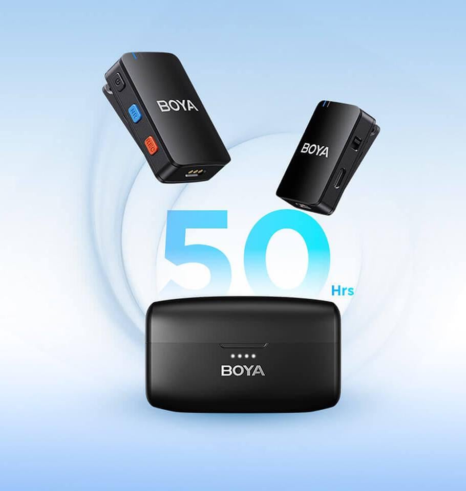 Микрофон петличный Boya Boyamic для видеокамеры/iPhone/Android с зарядным кейсом профессиональный 2 шт. (50030) - фото 2 Микрофон петличный Boya Boyamic для видеокамеры/iPhone/Android с зарядным кейсом профессиональный 2 шт. (50030) - фото 2