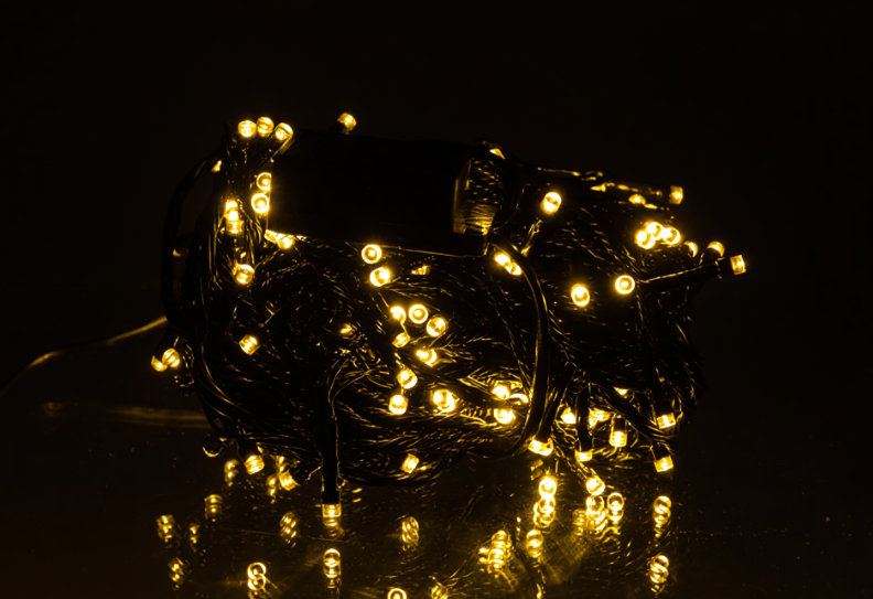 Гирлянда нить 180 LED 18 м черный провод Желтый - фото 3
