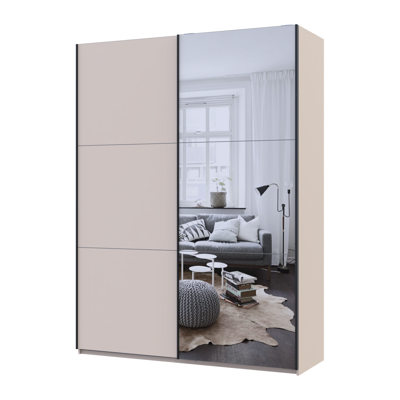 Шкаф-купе Doros G-Caiser 1 ДСП/1 зеркало 3 части 180х60х240 см Кашемир/Кашемир (42005321)