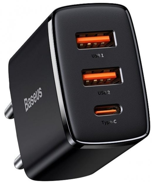 Зарядний пристрій мережевий BASEUS Quick Charger 30W 3A 2USB/Type-C Black (26992910)