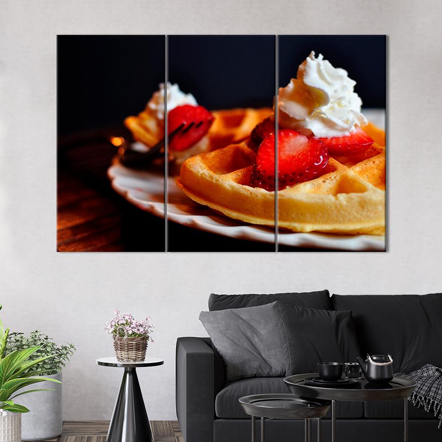 Настенний декор Сладкий завтрак: бельгийская вафля с взбитыми сливками 156x100 см (A547-3)