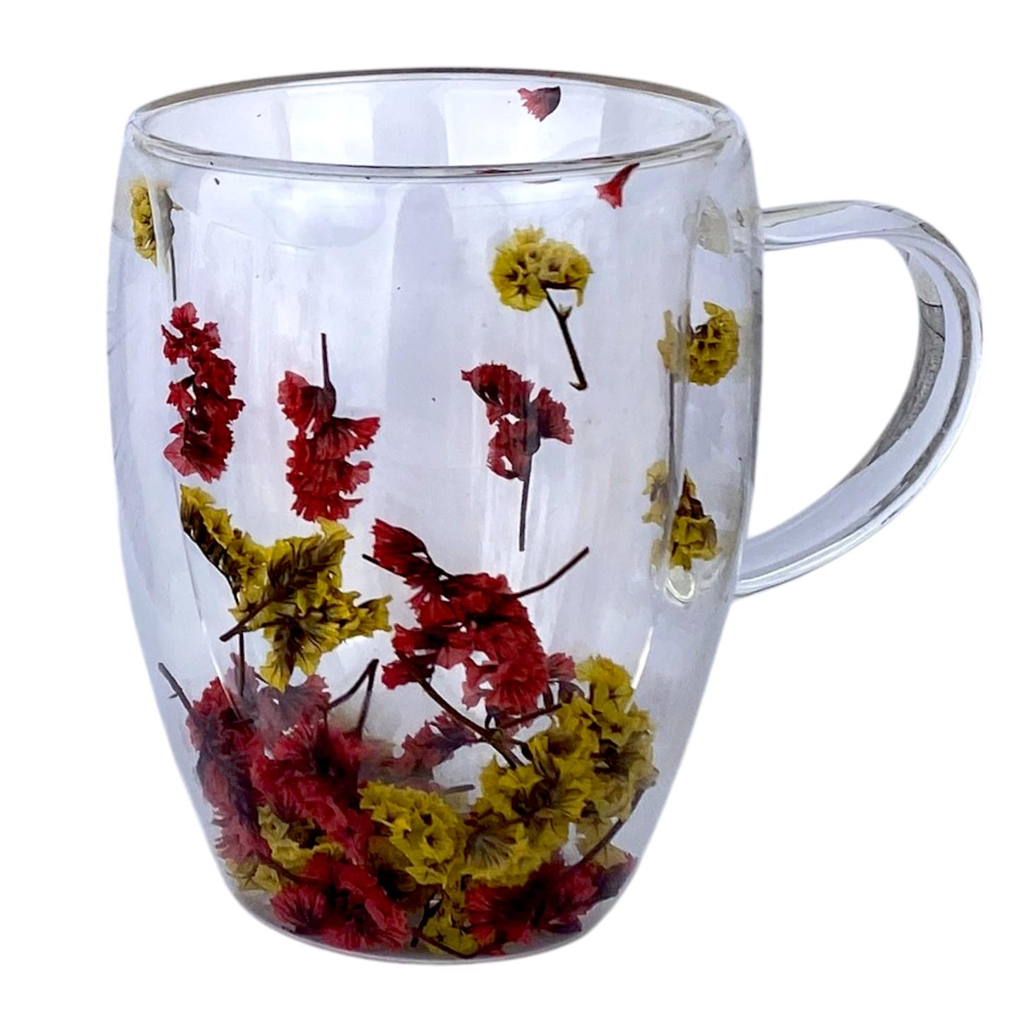 Чашка з подвійним дном із сухоцвітами 350 мл Прозорий (4786)