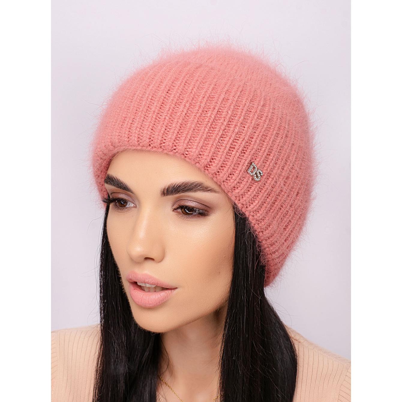 Шапка женская с отворотом одинарная ангоровая Leks Буковина one size Розовый рассвет