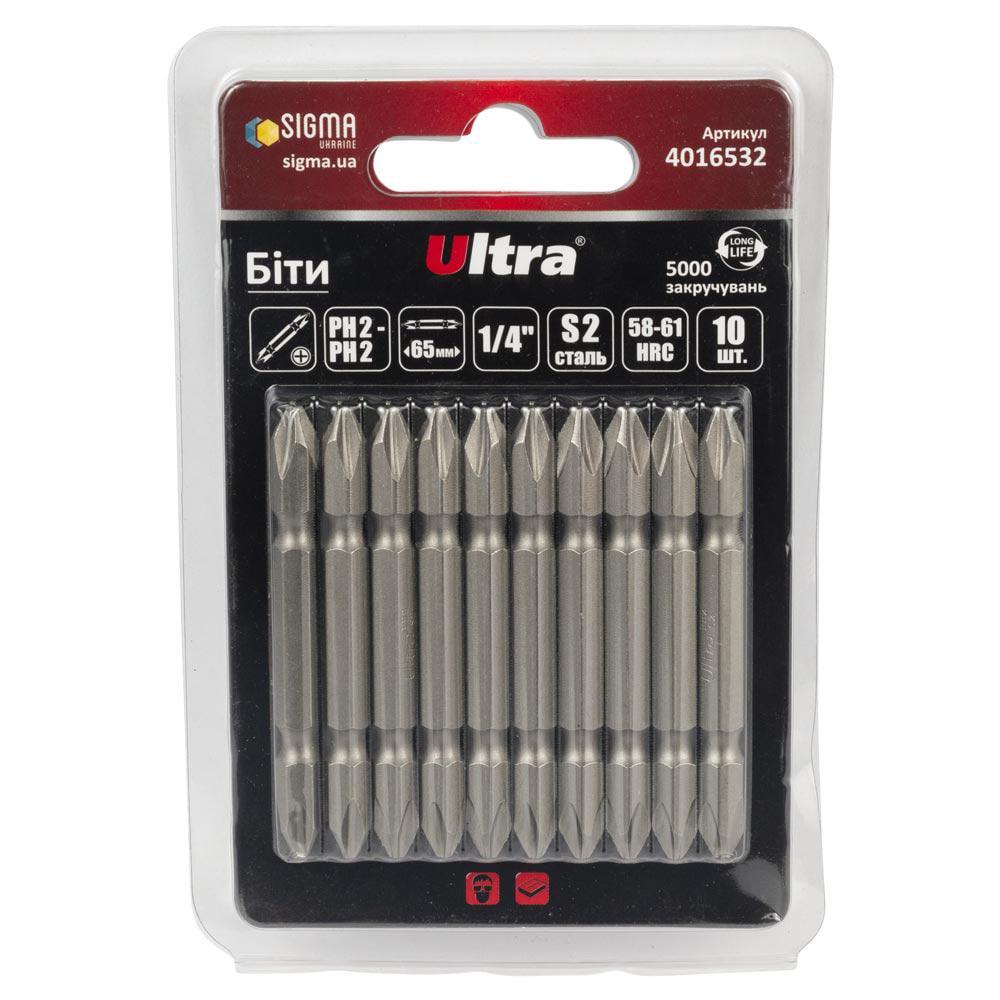 Набор бит Ultra PH2-PH2 x 65 мм 1/4" 10 шт. S2 в блистере (4016532)
