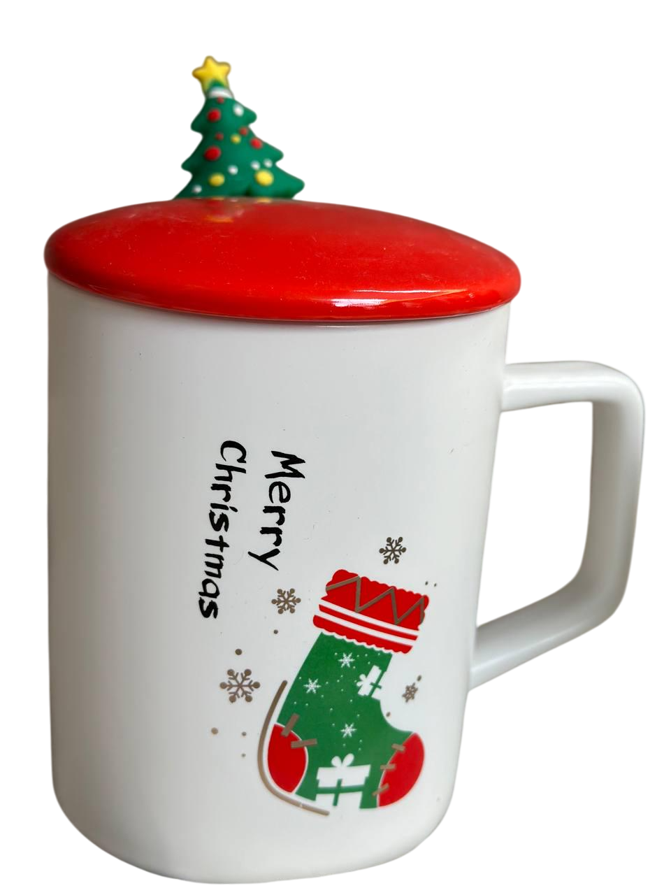 Чашка новорічна Christmas tree фарфор з кришкою та ложкою 360 мл (R33367) - фото 1 Чашка новорічна Christmas tree фарфор з кришкою та ложкою 360 мл (R33367) - фото 1