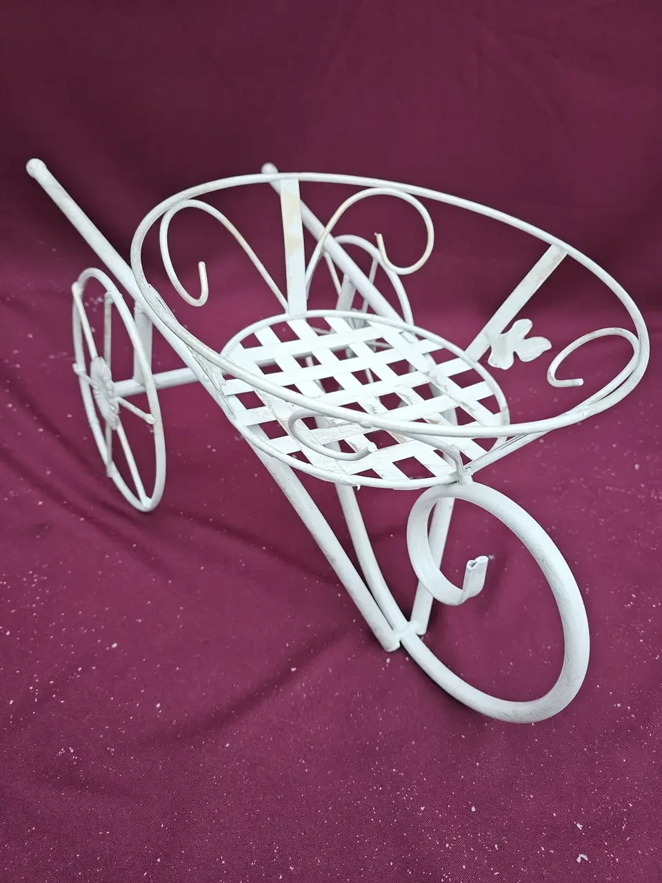 Подставка для цветов Хатинка Тачка кованая на 1 вазон d 19 см Бежевый (CNT00011789)