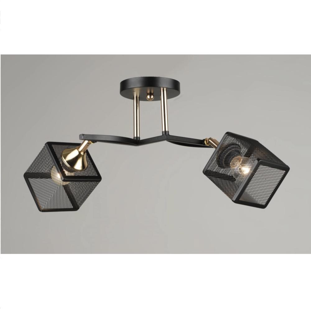 Люстра потолочная Sirius на два квадратных плафона в сетку Е27 IP20 N5708/2 Черный (28686397)