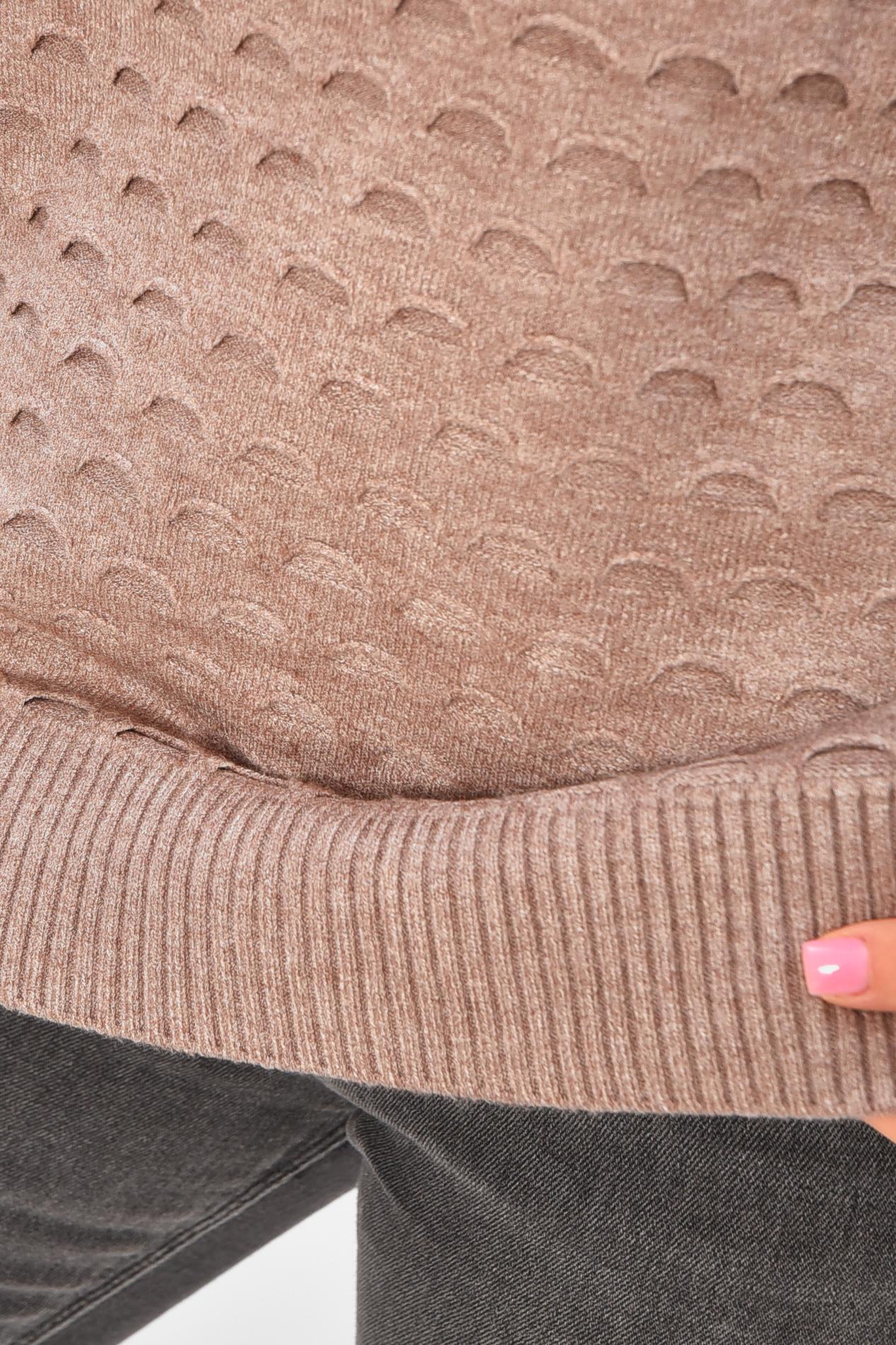 Светр жіночий 206589 однотонний XL-2XL Темно-бежевий (206589_!335353_48-50) - фото 4