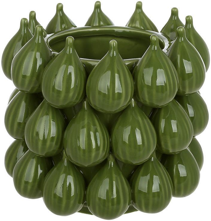 Ваза фарфоровая Figs с рельефным декором 19х18 см. Зеленый