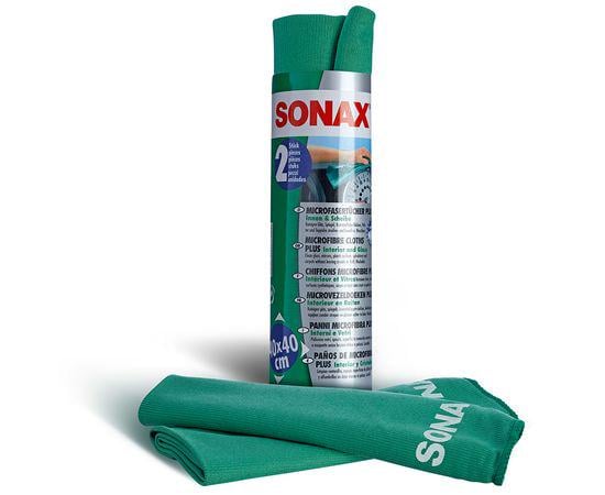 Набор салфеток для стекла зеркал пластика из микрофибры 40х40 см 2 шт Sonax Microfibre Cloth Plus
