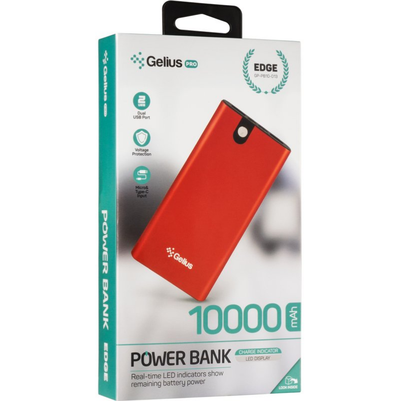 Повербанк Gelius Edge GP-PB10-013 10000 mAh 10W Red - фото 9 Повербанк Gelius Edge GP-PB10-013 10000 mAh 10W Red - фото 9