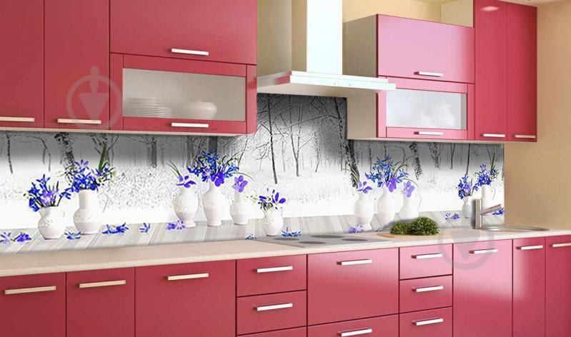 Наклейка виниловая кухонный фартук  Zatarga  "Цветы и Зима"  600х3000 мм