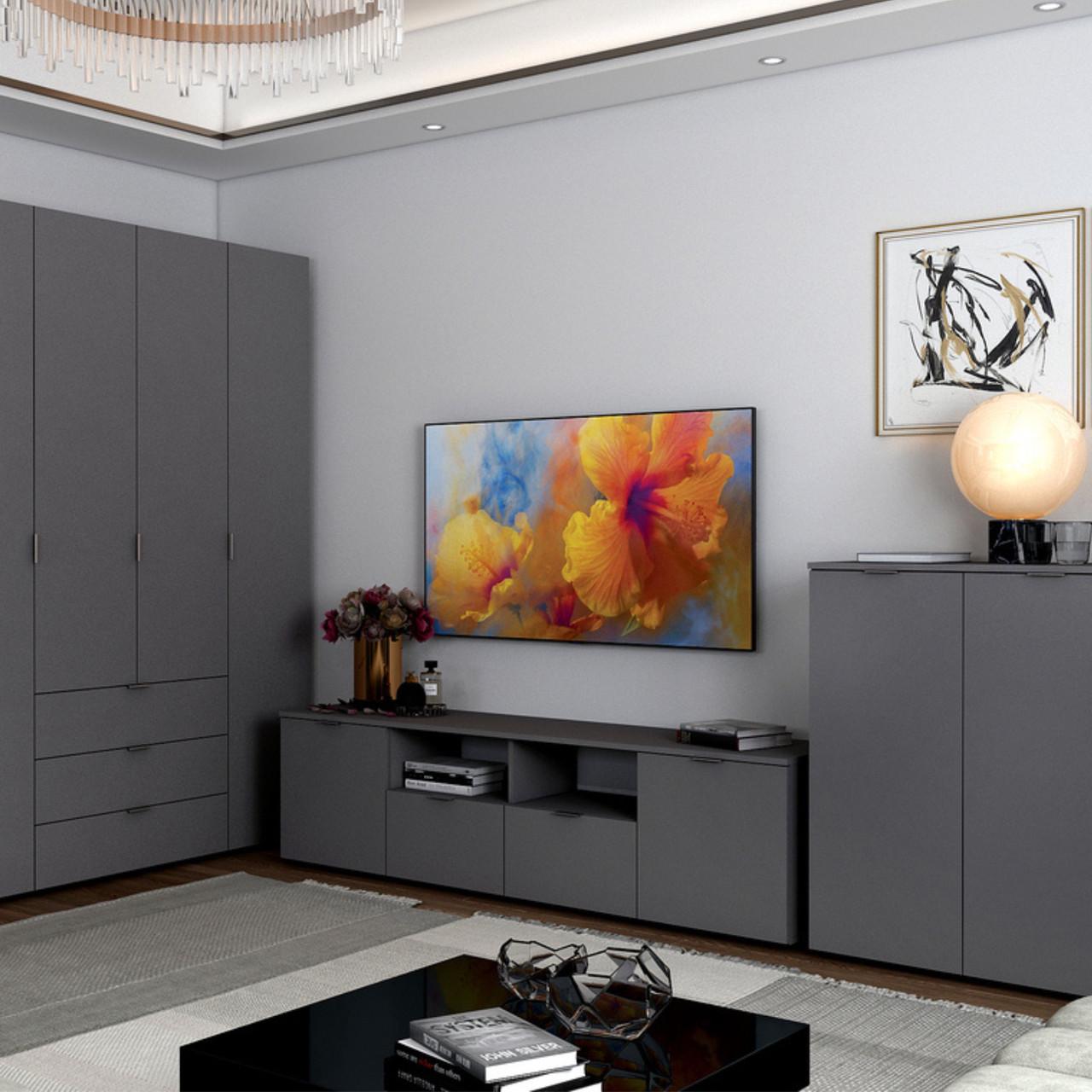 Тумба під ТВ Doros Рон 4 180х38х50 см Графіт (DRS-011299) - фото 2 Тумба під ТВ Doros Рон 4 180х38х50 см Графіт (DRS-011299) - фото 2