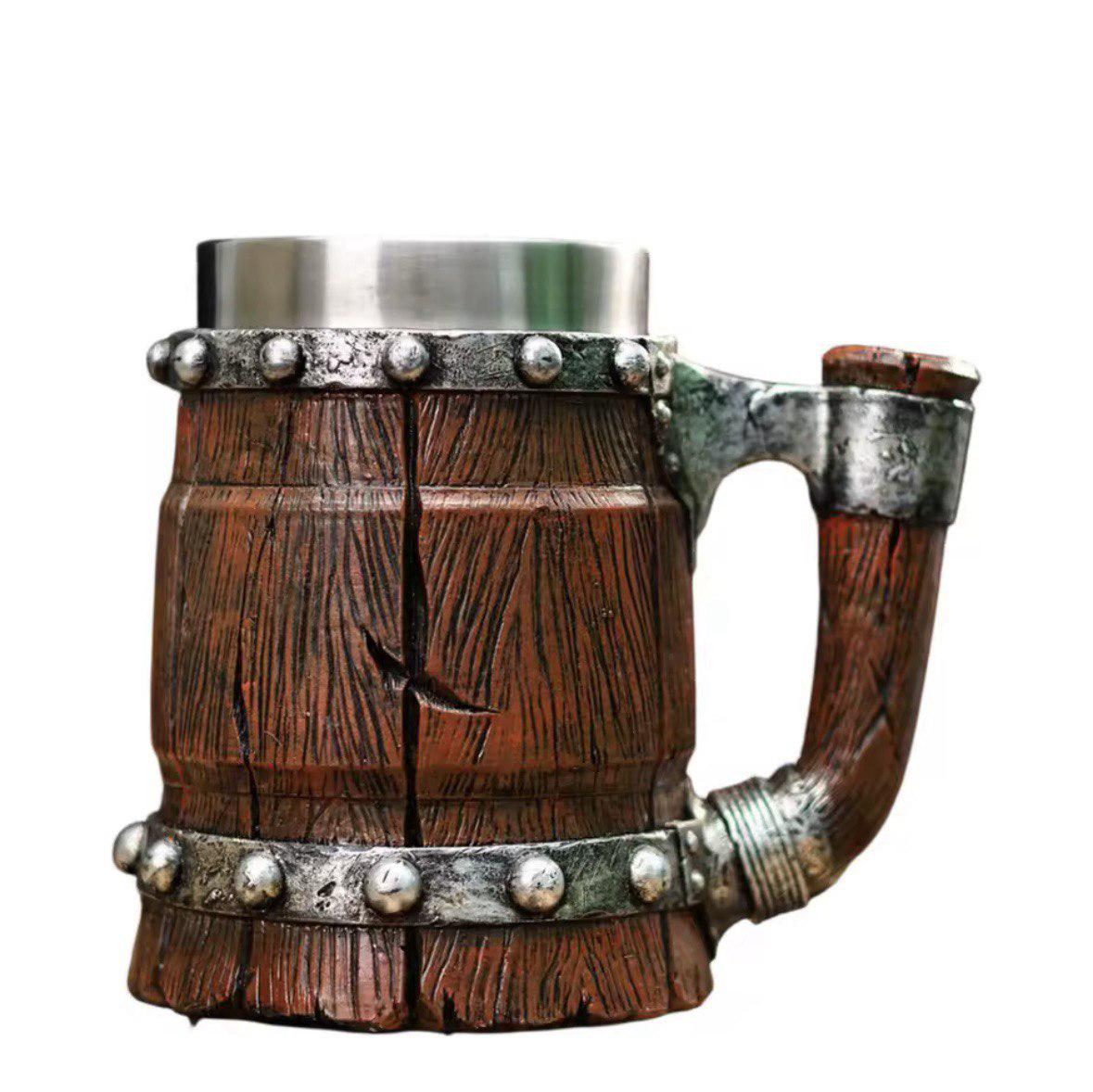 Кружка викинга в стиле старой деревянной бочки 500 мл (пиво 117)