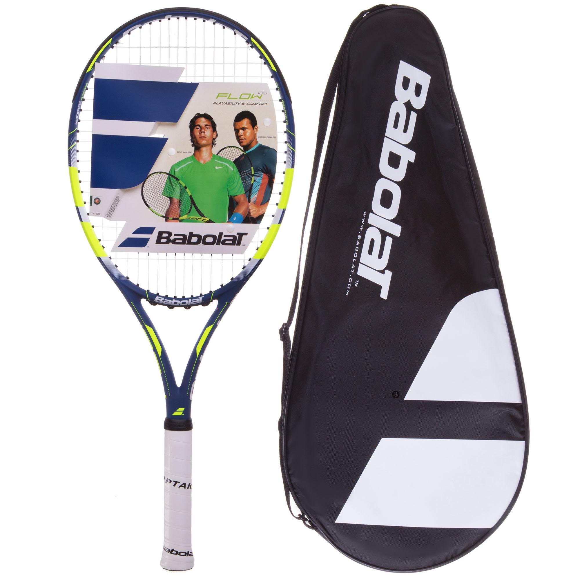 Ракетка для большого тенниса Babolat BB121171-17503 Flow 105 Tennis Racket U-Sex BLU YLW L2 Голубой (NA002858)