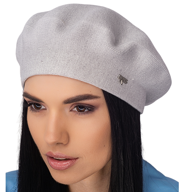 Берет женский Leks Клеопатра двойной шерстяной Светло-серый (129062)