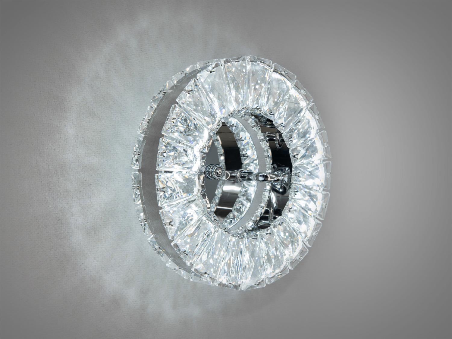Светильник Настенно-потолочный круглый хрустальный LED 15W Хром (9616HR)