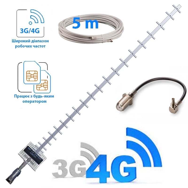 Комплект 3G/4G інтернет антена стріла/кабель 5 м/перехідник CRC9/F (tf4404) - фото 2 Комплект 3G/4G інтернет антена стріла/кабель 5 м/перехідник CRC9/F (tf4404) - фото 2