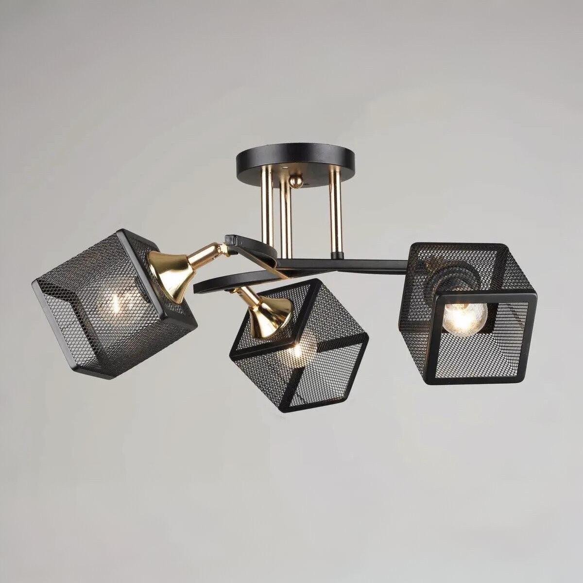 Люстра Sirius на три плафони в сітку під лампу Е27 Чорний (N5708/3)