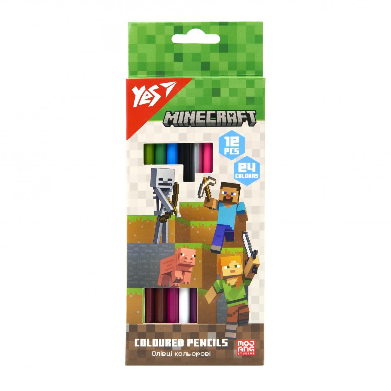 Олівці кольорові YES Minecraft 12/24 кольори (MTT-198791)