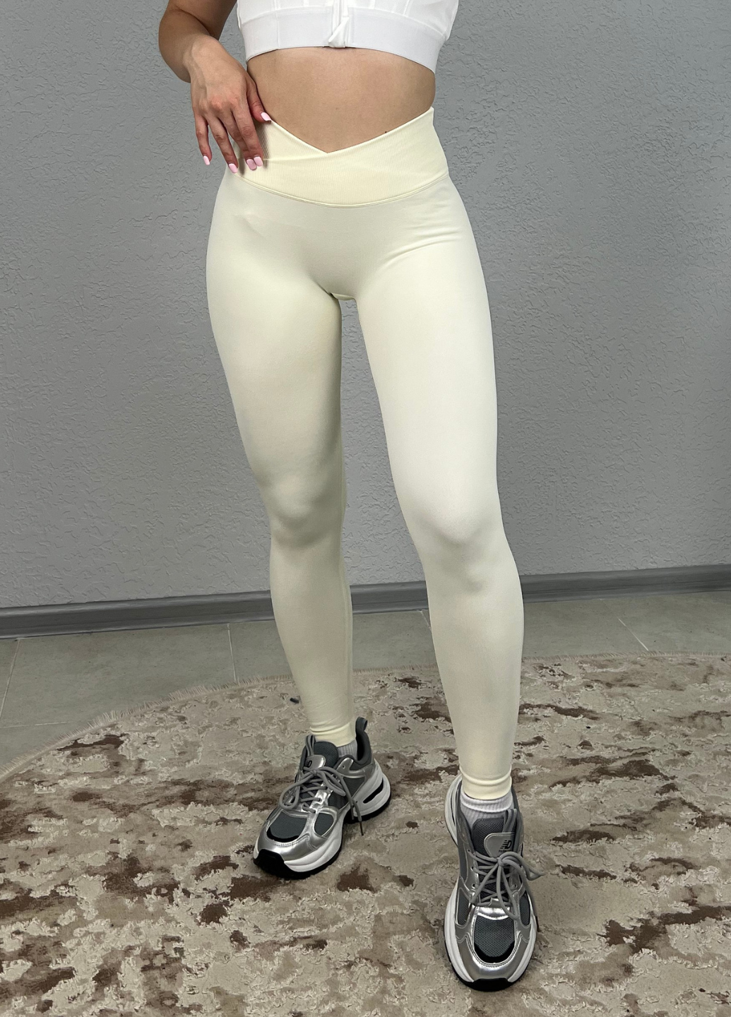 Лосини жіночі пуш ап повсякденні з V-поясом для тренувань S Кремовий (70187/S)