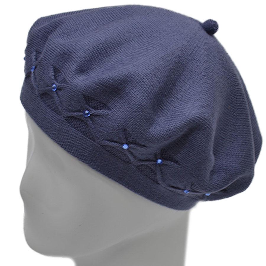 Берет шерстяной Lirus Бянка двойной тонкой вязки Джинсовый (70700)