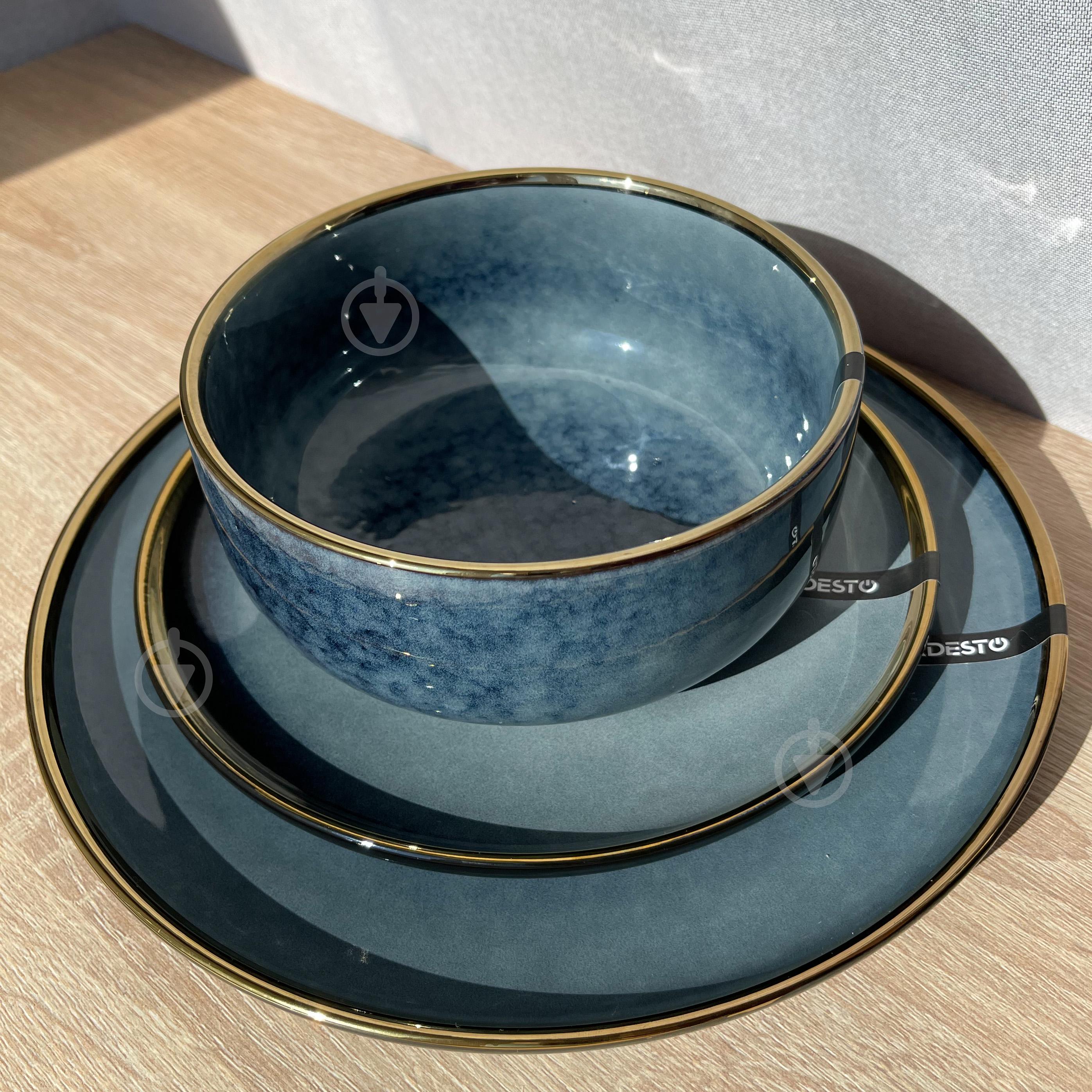 Сервиз столовой посуды Ardesto Andria 36 предметов 12 персон керамика Синий с золотым кантом - фото 2 Сервиз столовой посуды Ardesto Andria 36 предметов 12 персон керамика Синий с золотым кантом - фото 2