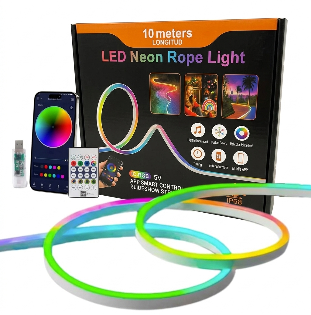 Светодиодная неоновая лента Bluetooth управления с пульта и телефона USB RGB 5681 10 м
