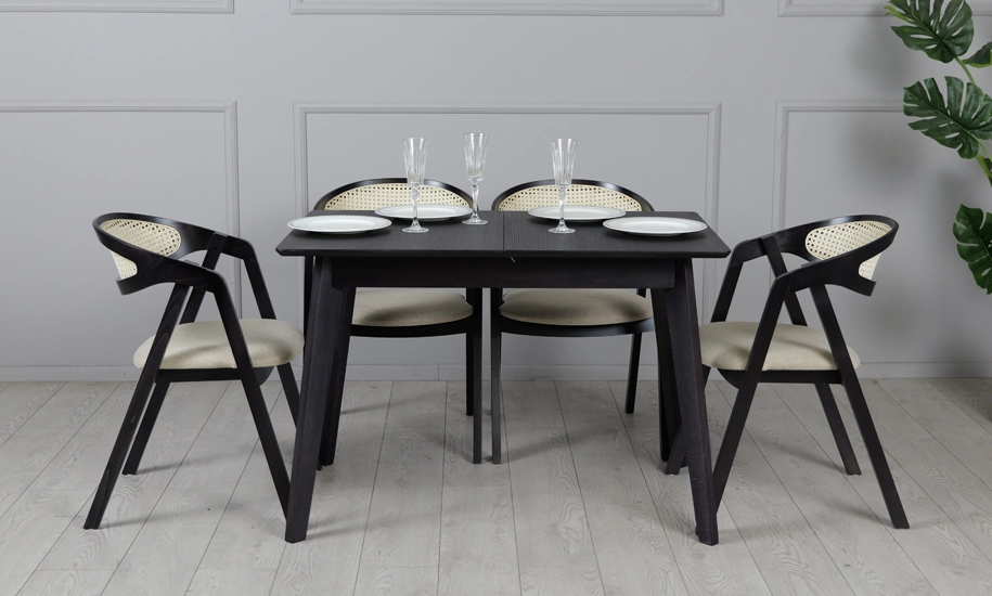 Стол раскладной Милан из массива дерева 1100/1400x700x750 мм Черный (2147484286) - фото 8