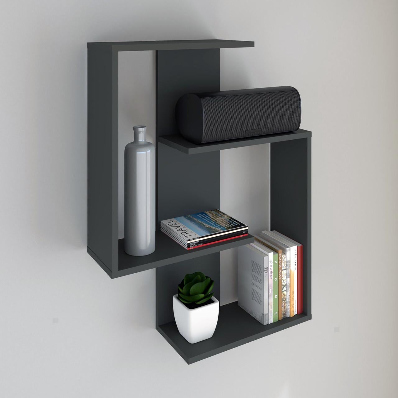 Полка настенная настенная 85х65х19 см Антрацит (Assen)