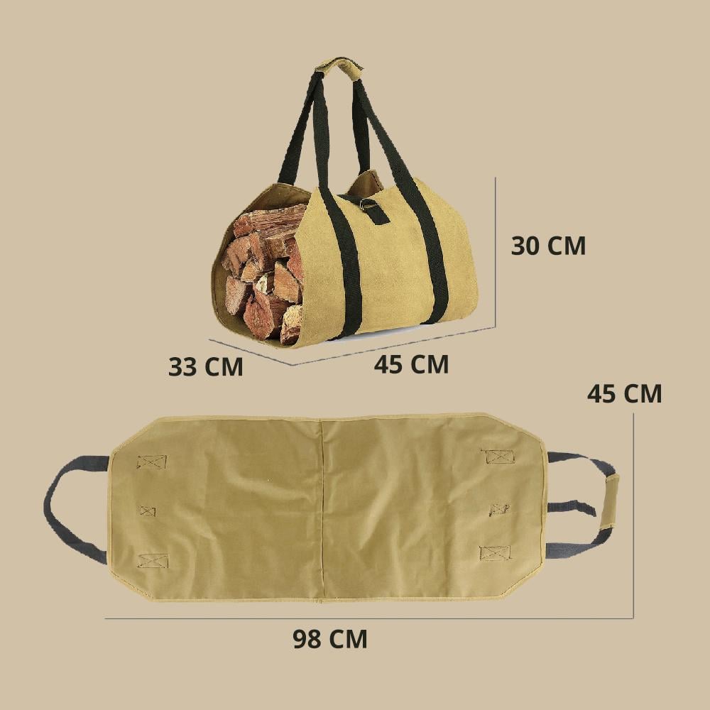 Сумка для зручного перенесення дров з ременями 45х30 см Бежевий (22360604) - фото 5