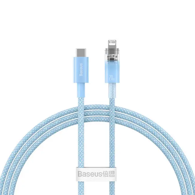 Кабель BASEUS Explorer Series Fast Charging Cable with Smart Temperature Control Cable Type-C to Lightning CATS010203 20W 1 м Blue - фото 1