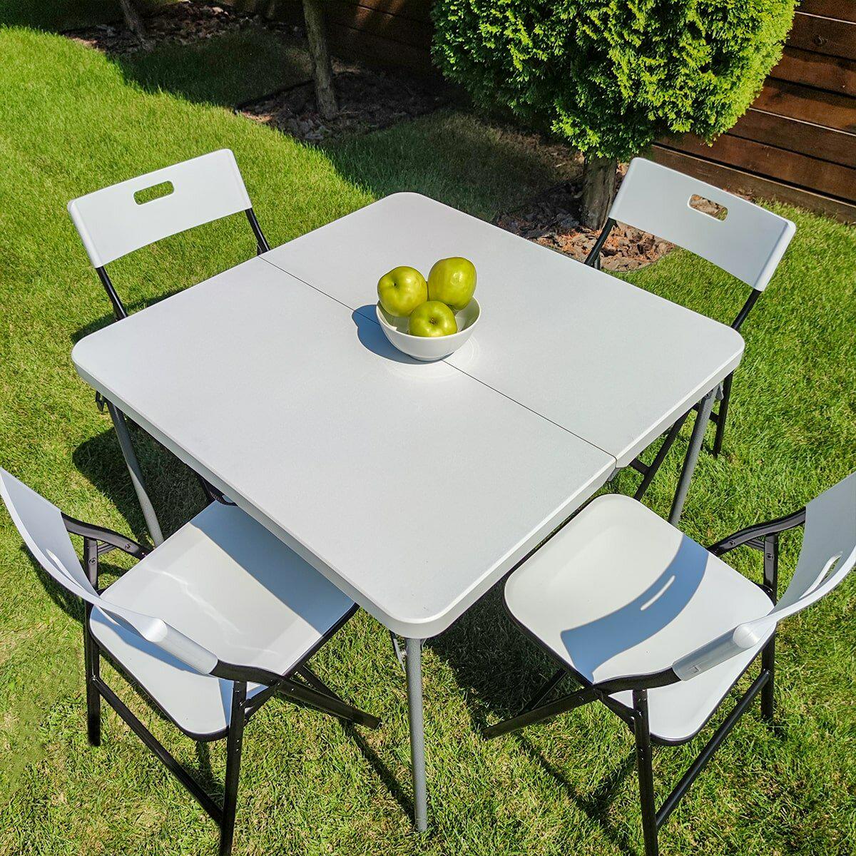 Стіл і 4 стільця складані Білий (SW-00001540) - фото 11