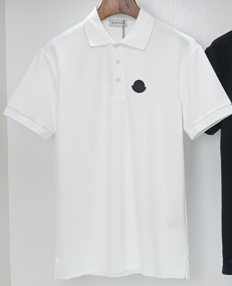 Футболка мужская поло MONCLER Black Logo Cotton Piquet Polo Shirt М Белый (MC13001.4M)