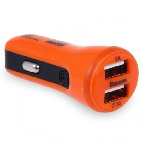 Автомобільний зарядний пристрій BASEUS Tiny 2USB 2,1 A Orange - фото 2