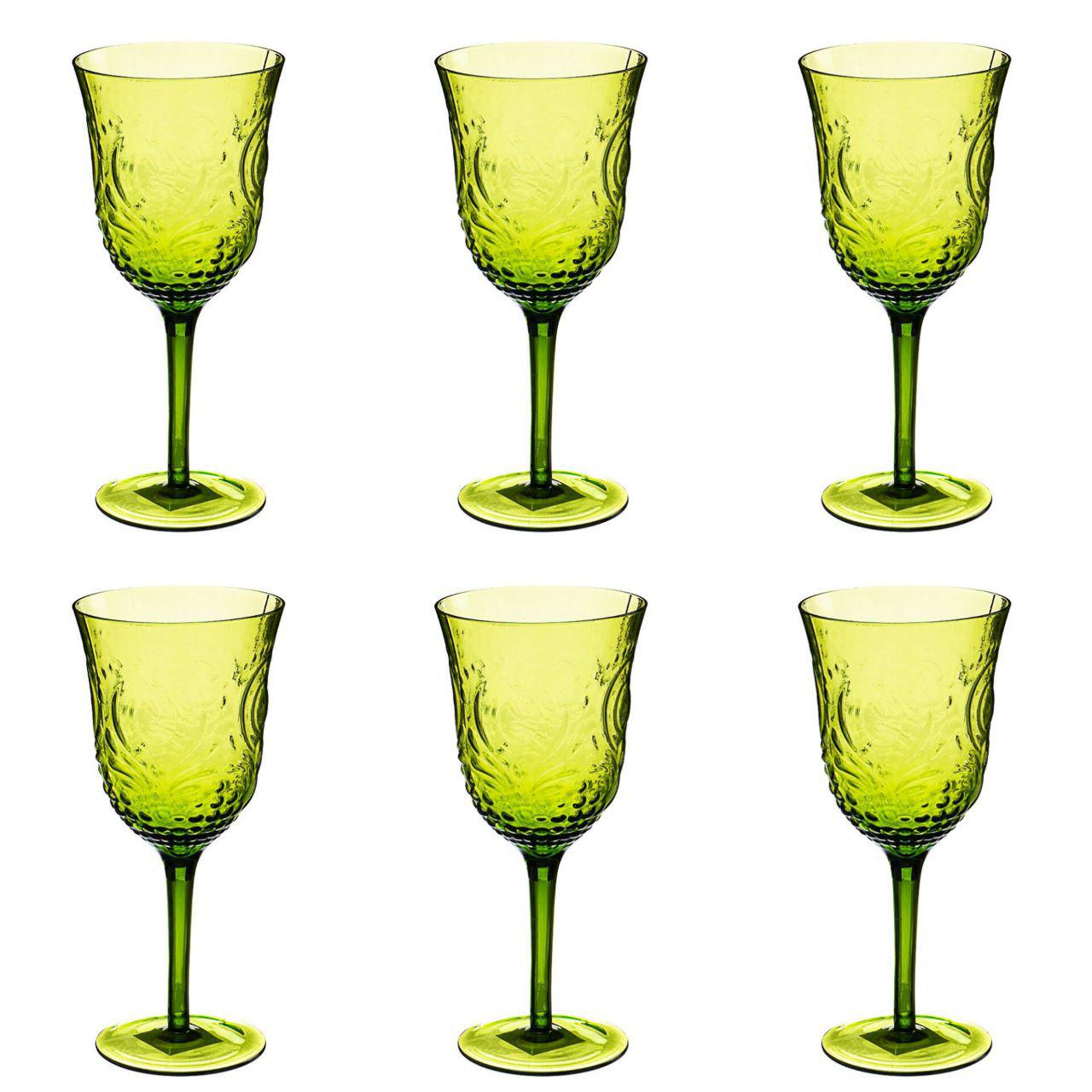 Бокалы с узором Elisey 001HH/amber 380 мл 6 шт. Оливковый (118-81-001HH/green)