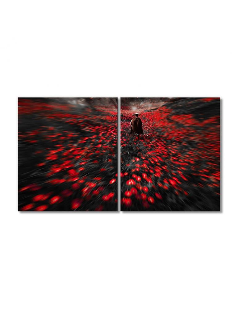 Картина модульная Поле в красных тонах 2 модуля 90x135 см
