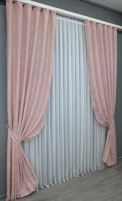 Комплект штор Sultan YL жаккард 1,5х2,7 м 2 шт. Бледно-розовый (1370ш) - фото 3 Комплект штор Sultan YL жаккард 1,5х2,7 м 2 шт. Бледно-розовый (1370ш) - фото 3
