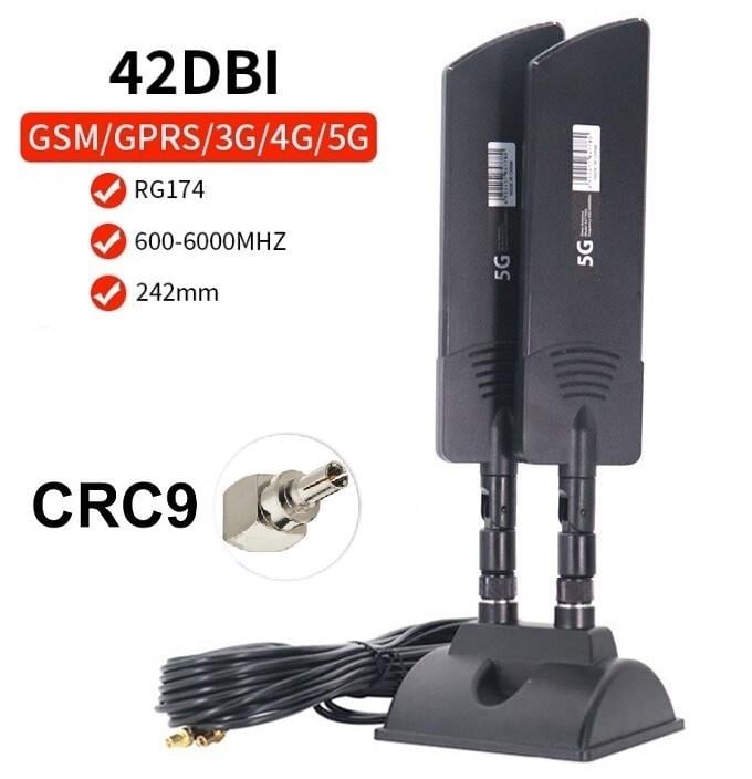 Антена 4G/5G LTE+ конектор CRC9 x2 42 dbi MIMO 2x2 5 м Black (2046656100) - фото 4