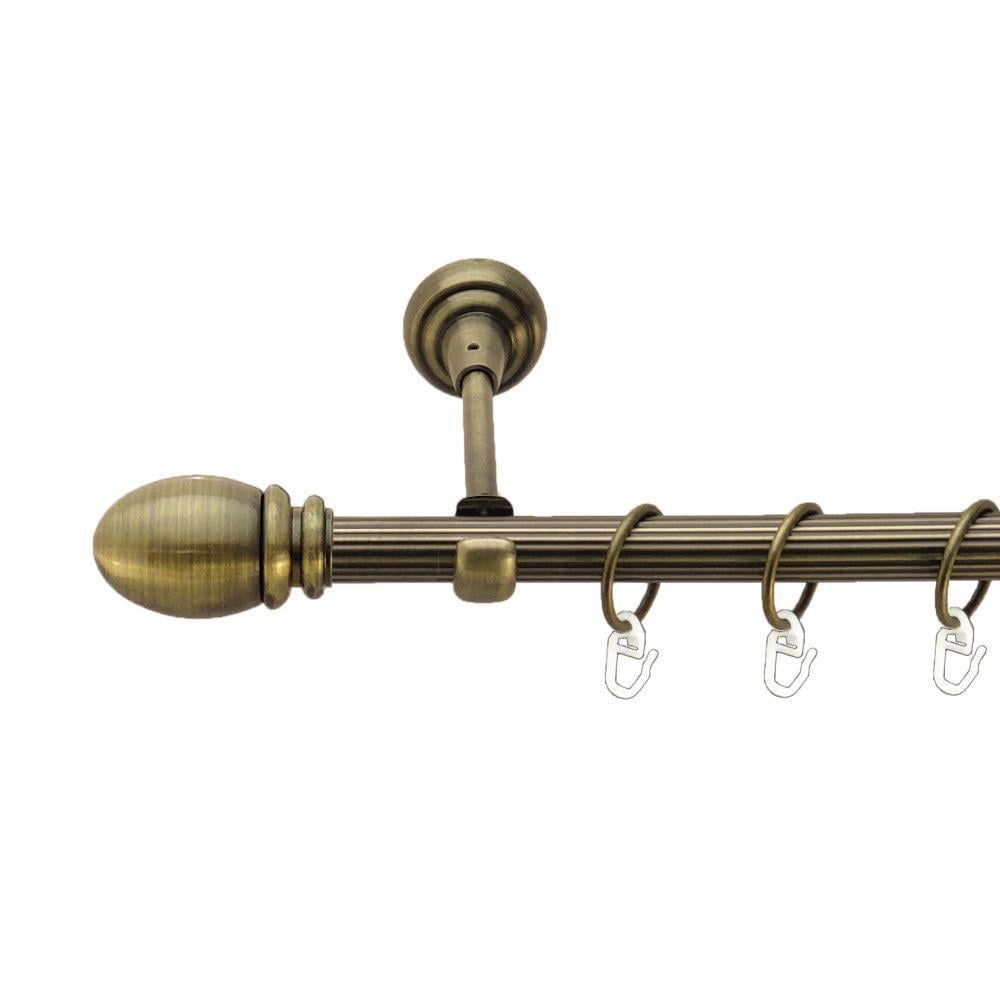 Карниз металлический Orvit Белуно однорядный открытый/рифленая труба/кольцо металлическое Антик 19 мм 200 см (00-00021964)