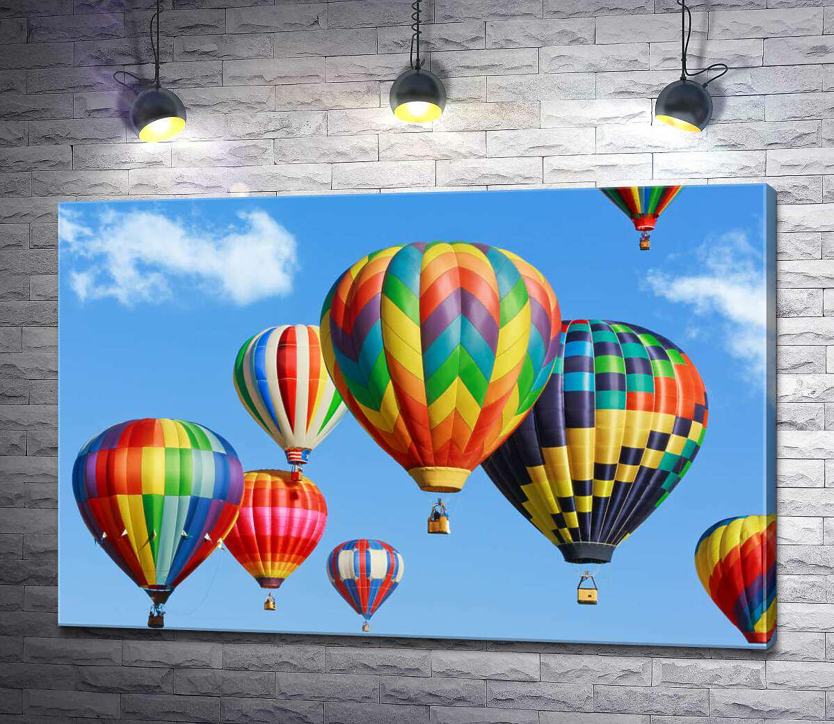 Картина ArtPoster Цветной каскад воздушных шаров в небе 130x87 см Модуль №1 (001058)