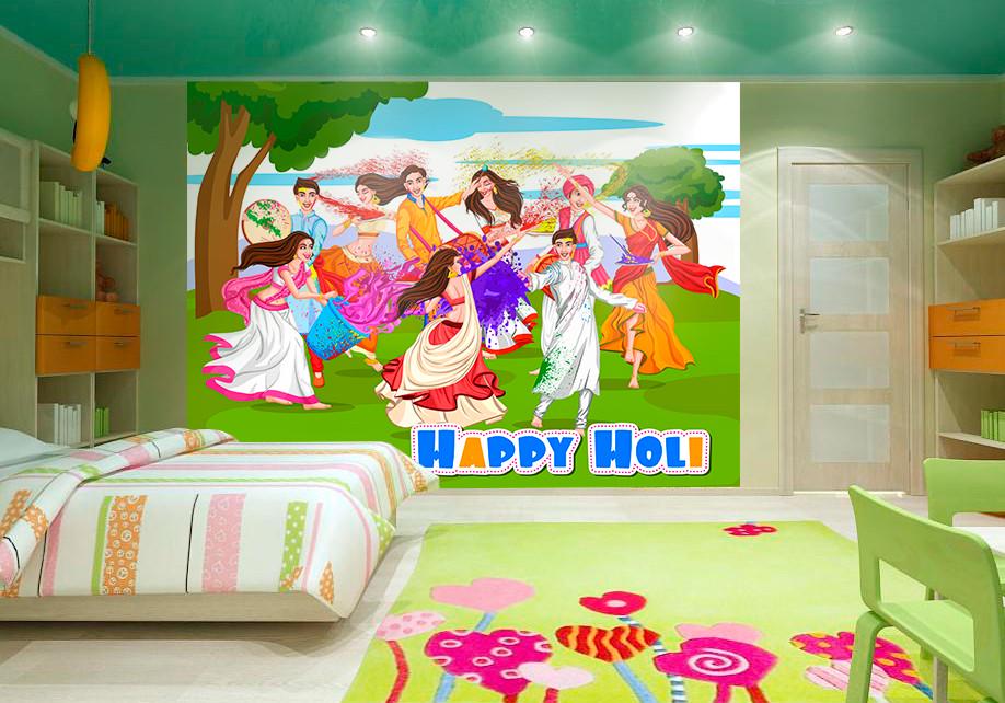 Фотообои 3D для детской комнаты Happy Holi