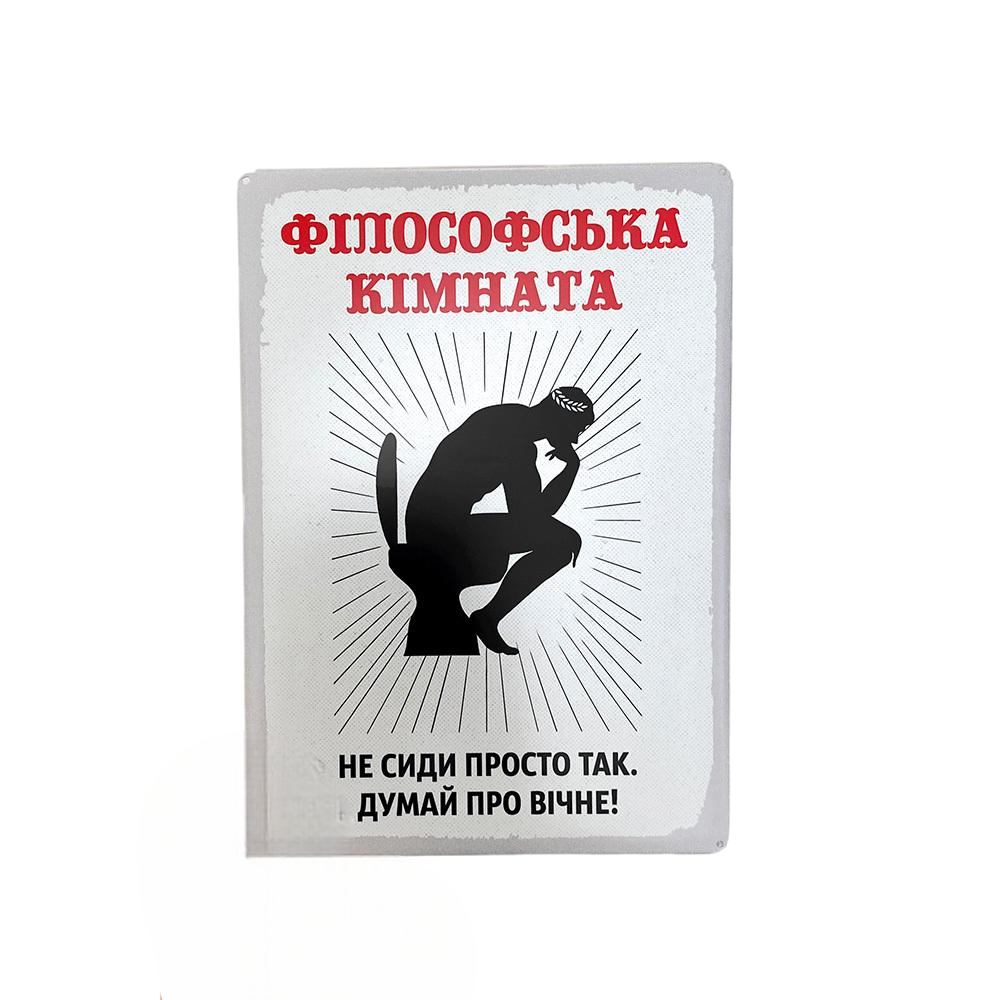 Табличка металлическая Філософська кімната 26х18,5 см (MET_20J025_WH)