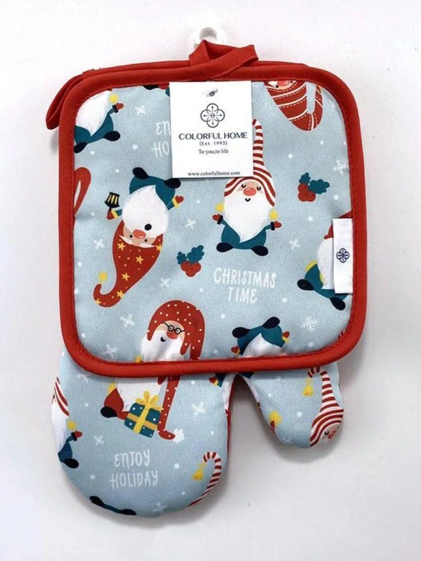 Набір кухонний подарунковий новорічний Colorful Home Christmas Time прихватка та рукавиця 2 пр. (2893)