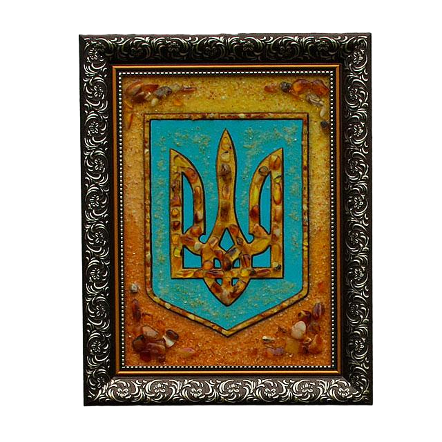 Картина с янтарем Гранд Презент Герб Украины 20х30 см (Г-09)