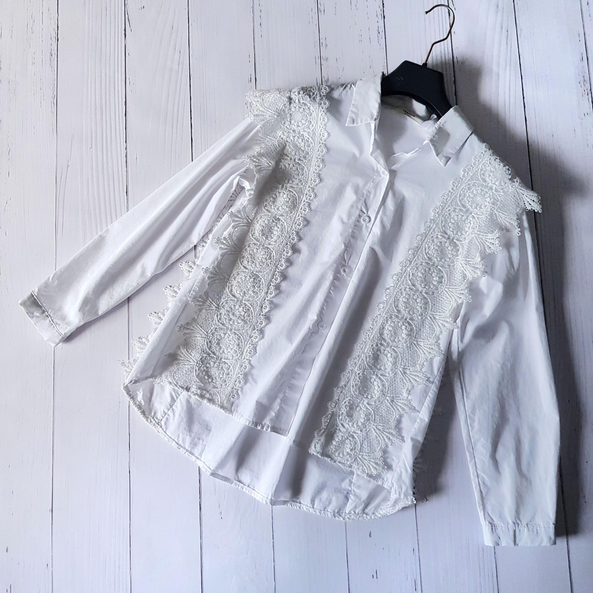 Блузка Fashion 5816 з мереживом M Білий (44)