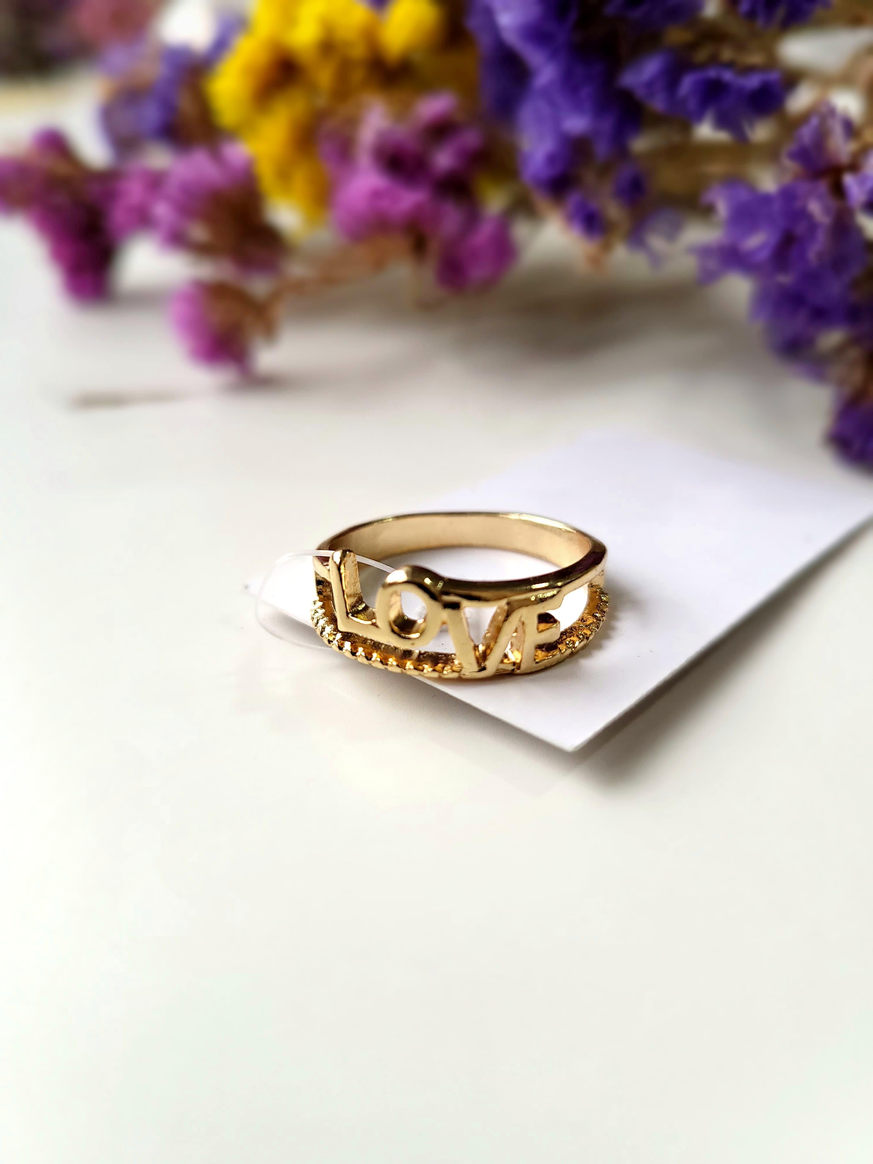 Кольцо широкое "Love" Золотой (10799)